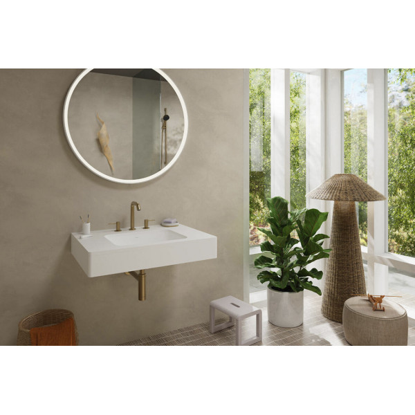 Смеситель для умывальника Hansgrohe Tecturis S 150 Ecosmart+ push open для умывальника на 3 отверстия, бронзовый (73330140)
