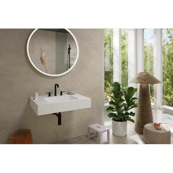 Смеситель для умывальника Hansgrohe Tecturis S 150 Ecosmart+ push open для умывальника на 3 отверстия, черный (73330670)