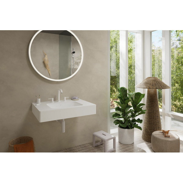 Смеситель для умывальника Hansgrohe Tecturis S 150 Ecosmart+ push open для умывальника на 3 отверстия, белый (73330700)