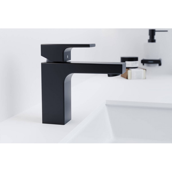 Смеситель для раковины Hansgrohe Vernis Shape Isolated 100 для раковины без донного клапана, черный хром (71569670)