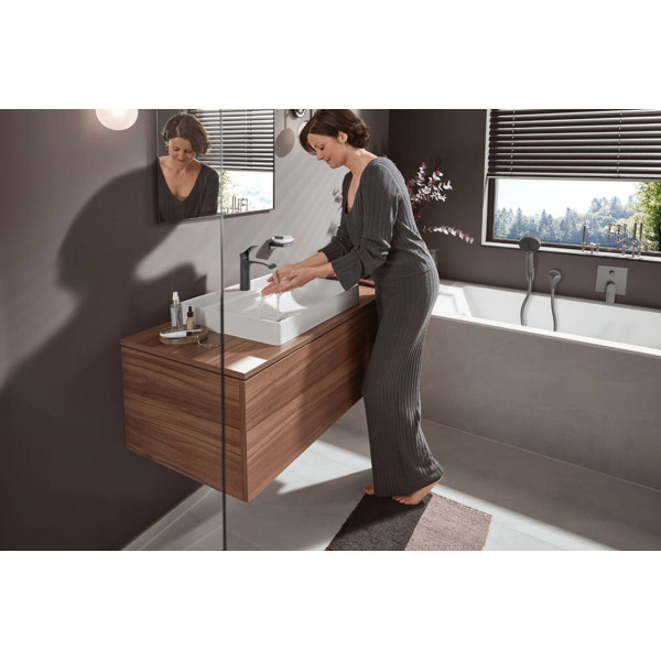 Змішувач для умивальника Hansgrohe Vivenis 110 CoolStart для умивальника з д/к pop-up, чорний хром (75023340)