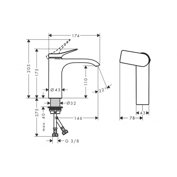 Смеситель для умывальника Hansgrohe Vivenis 110 Coolstart, бронзовый (75024140)