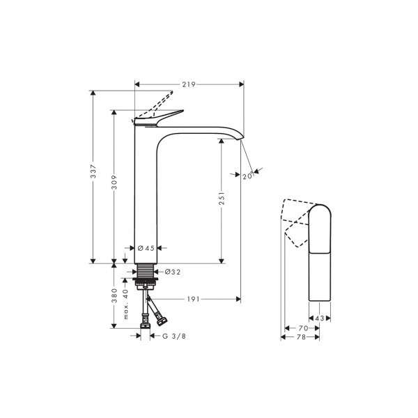 Смеситель для умывальника Hansgrohe Vivenis 250 CoolStart, хром (75045000)
