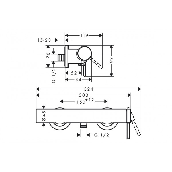 Змішувач для душу Hansgrohe Finoris, чорний хром (76620340)