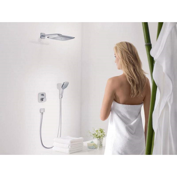 Смеситель для душа Hansgrohe Термостат PuraVida скрытого монтажа на 2 потребителя, хром/белый (15771400)