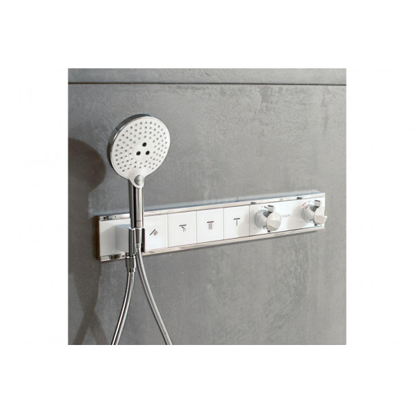 Смеситель для душа Hansgrohe Термостат скрытого монтажа RainSelect на 3 клавиши, стекло, хром/белый (15356400)