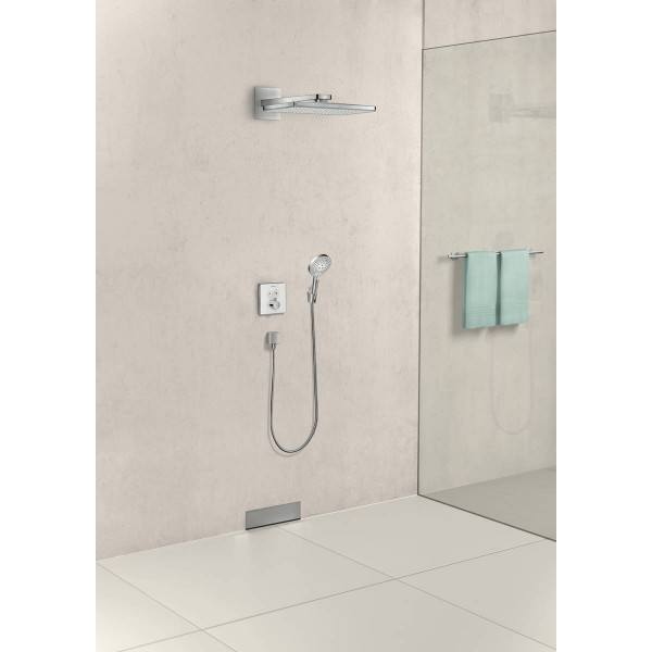 Смеситель для душа Hansgrohe Термостат скрытого монтажа ShowerSelect Glass на 2 клавиши, хром/белый (15738400)