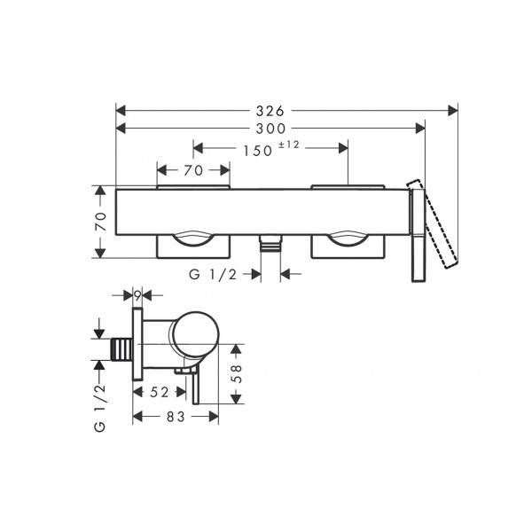 Змішувач для душу Hansgrohe Tecturis E, чорний хром (73620340)