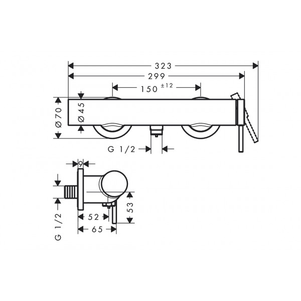 Смеситель для душа Hansgrohe Tecturis S, черный хром (73622340)