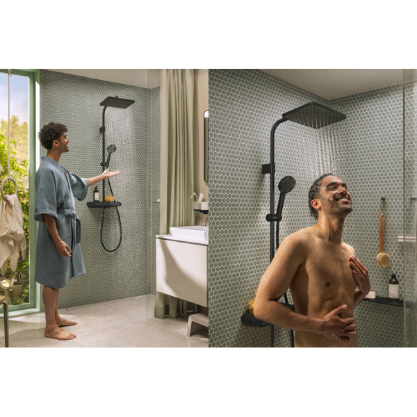 Душевая система Hansgrohe Activera Q 290/180 1jet EcoSmart ShowerTablet Select 360, MattBlack, черный (28648670)