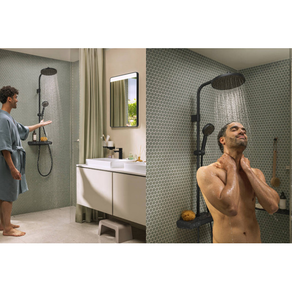 Душевая система Hansgrohe Activera S Showerpipe 240 1jet EcoSmart ShowerTablet Select 360, MattBlack, черный (28638670)
