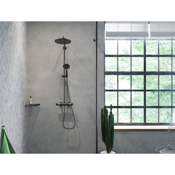 Душова система Hansgrohe Croma Select S 280 1jet Showerpipe EcoSmart з термостатом, бронзовий (26891140)