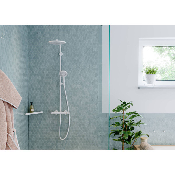 Душова система Hansgrohe Croma Select S 280 1jet Showerpipe EcoSmart з термостатом, бронзовий (26891140)