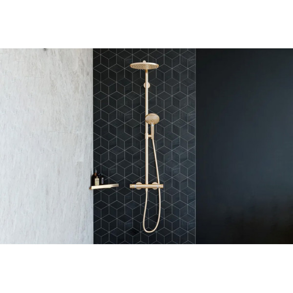 Душевая система Hansgrohe Croma Select S 280 1jet Showerpipe с термостатом, золотой (26890990)
