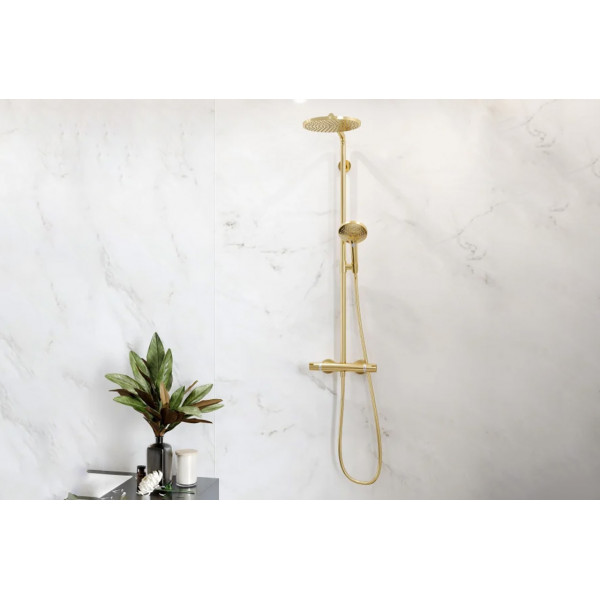 Душевая система Hansgrohe Croma Select S 280 1jet Showerpipe с термостатом, золотой (26890990)
