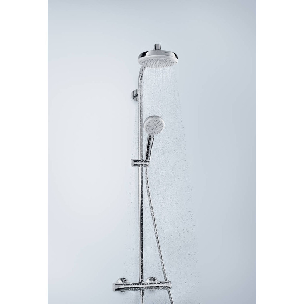 Душевая система Hansgrohe Crometta Showerpipe 160 1jet с термостатом, хром/белый (27264400)