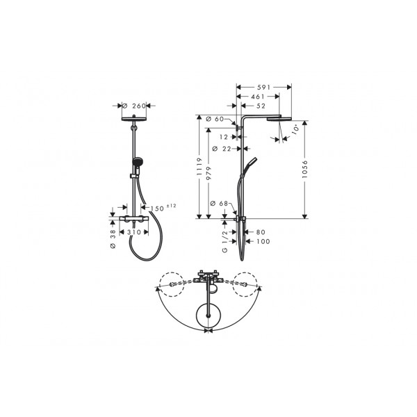 Душевая система Hansgrohe Pulsify S Puro Showerpipe 260 1jet с Ecostat Fine, черный (24236670)