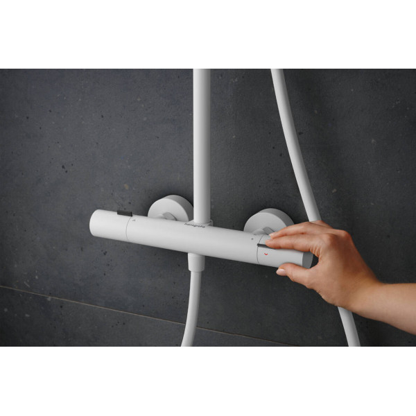 Душевая система Hansgrohe Pulsify S Puro Showerpipe 260 1jet с Ecostat Fine, белый (24222700)
