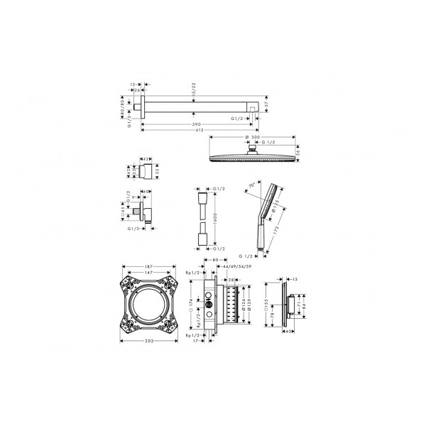 Душевая система Hansgrohe скрытого монтажа Raindance Alive S 300 1jet 6 в1 (24630000), хром (24630000)