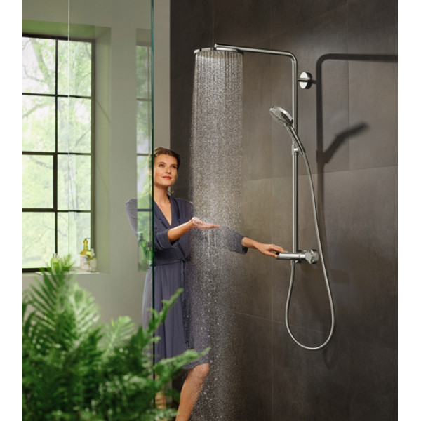 Душевая система Hansgrohe Raindance S 240 Showerpipe PowderRain 1jetP с термостатом, черный хром (27633340)