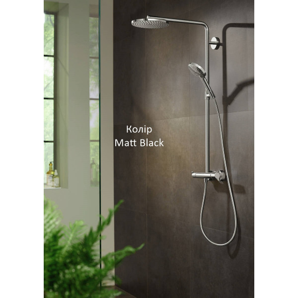 Душевая система Hansgrohe Raindance S 240 Showerpipe PowderRain 1jetP с термостатом, черный (27633670)
