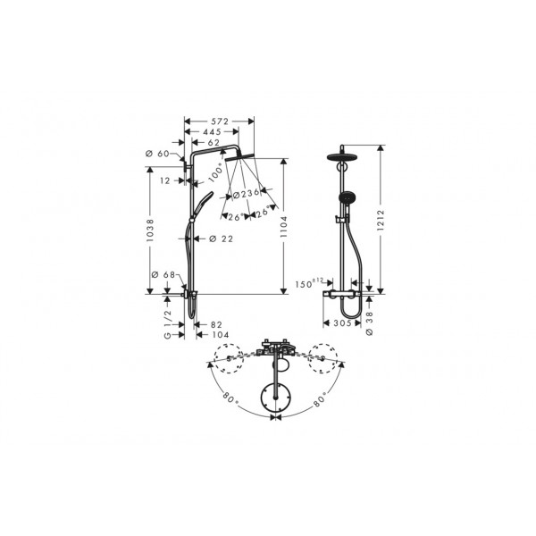 Душевая система Hansgrohe Raindance S Showerpipe 240 1Jet с термостатом, хром (27115000)