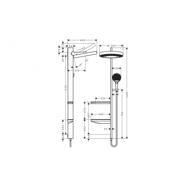 Душевая система Hansgrohe Rainfinity Showerpipe 360 1jet без смесителя, белый (26842700)