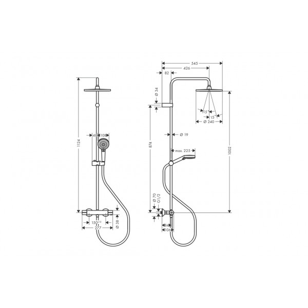 Душевая система Hansgrohe Vernis Blend Showerpipe 240 1jet с термостатом, черный (26426670)