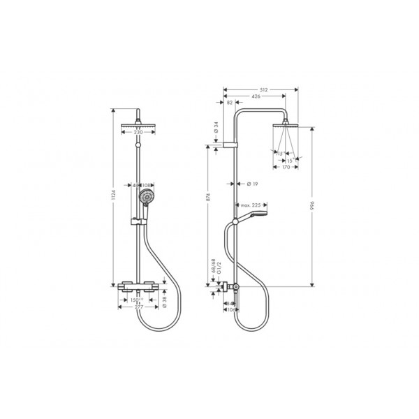 Душова система Hansgrohe Vernis Shape Showerpipe 230 1jet Green з термостатом, хром (26319000)