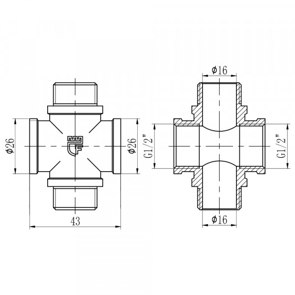 Крестовина Thermo Alliance Forte 1/2" ВН SF35515