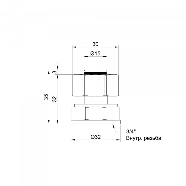 Перехідник обтискний Thermo Alliance Standart 20х3/4" ВР SD153W2020