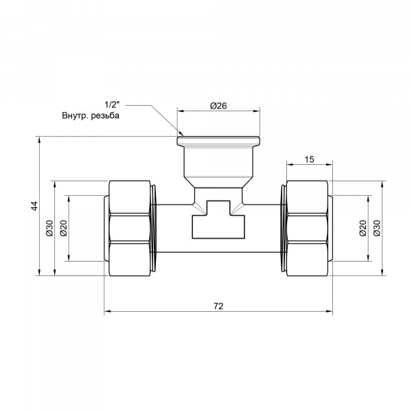 Трійник обтискний Thermo Alliance Standart 20х1/2"х20 ВР SD159W201520