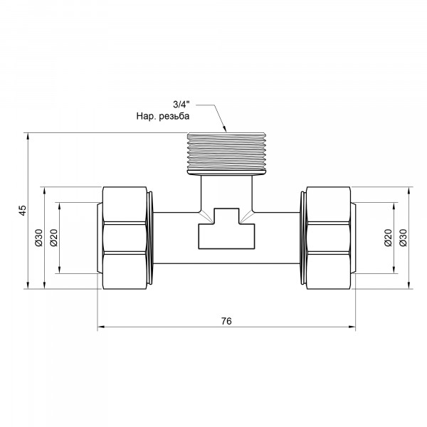 Трійник обтискний Thermo Alliance Standart 20х3/4"х20 ЗР SD160W202020