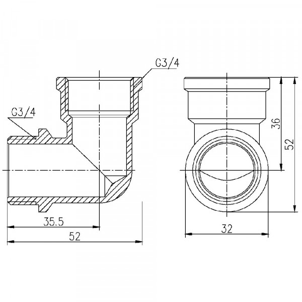 Уголок Thermo Alliance Forte 3/4" ВН SF37220