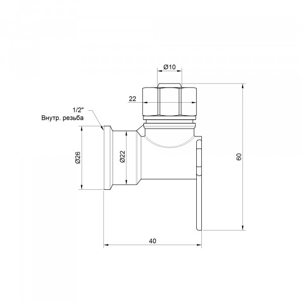 Угол обжимной Thermo Alliance Standart настенный 16х1/2" ВР SD162W1615
