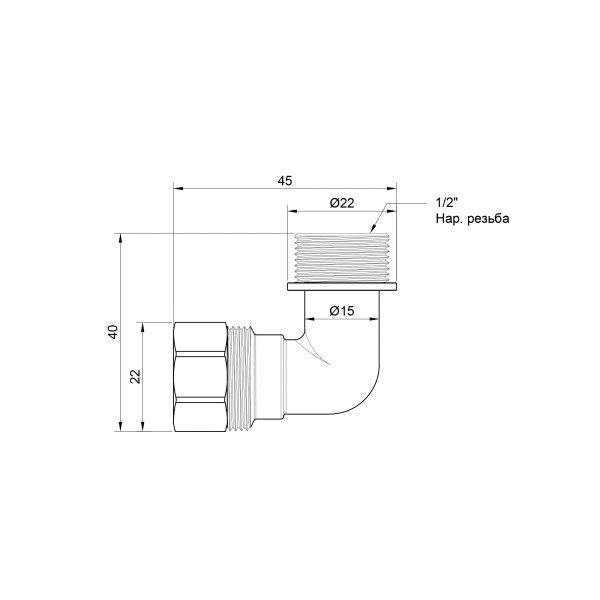 Уголок обжимной Thermo Alliance Standart 16х1/2" НР SD157W1615