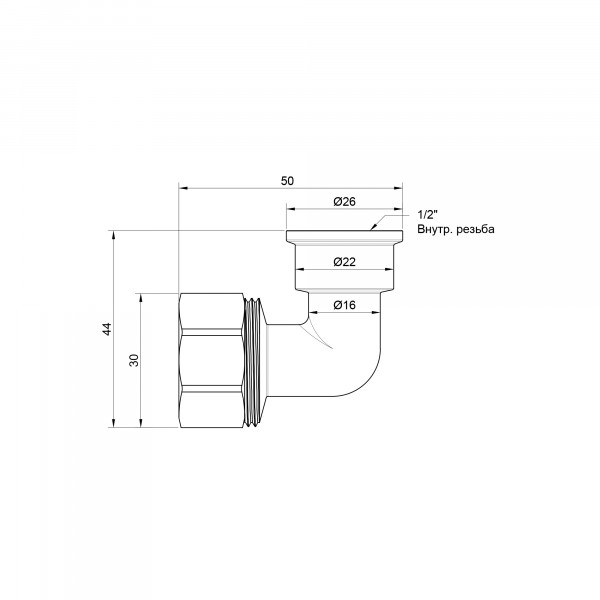 Уголок обжимной Thermo Alliance Standart 20х1/2" ВР SD156W2015