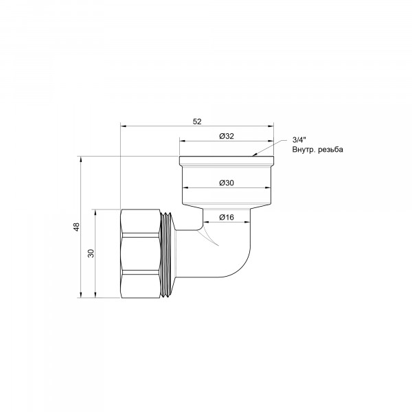 Уголок обжимной Thermo Alliance Standart 20х3/4" ВР SD156W2020