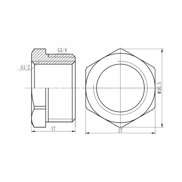Футорка Thermo Alliance Forte 3/4"х1/2" НВ хром SF374H2015