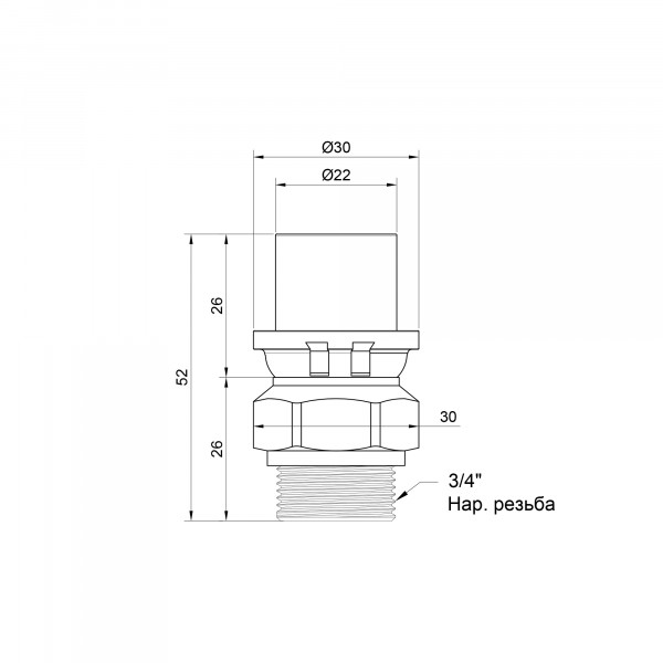 Переходник пресс Icma 20х3/4" НР №402