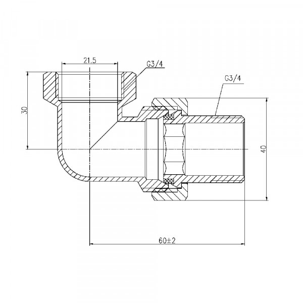 Сгон "Американка" Thermo Alliance Forte 3/4" угловой SF191W20