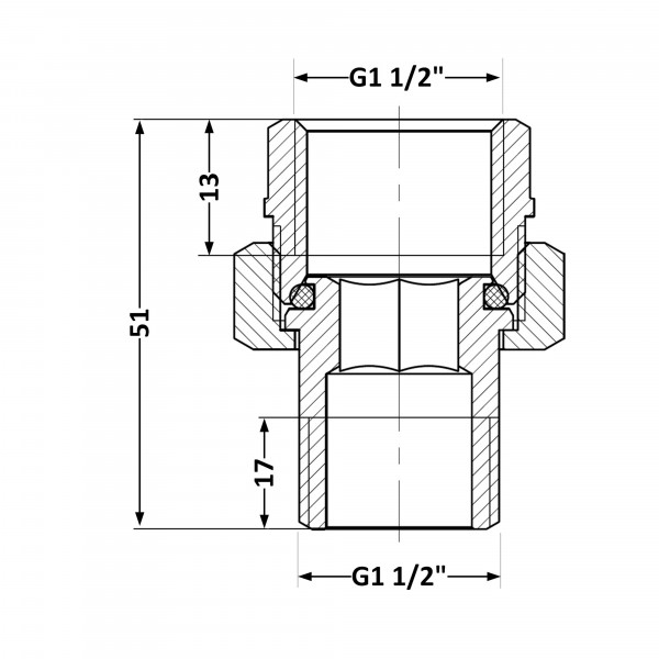 Сгон-американка Thermo Alliance Base 1 1/2"ВН никель, прямой SD190W40