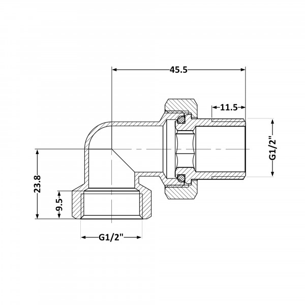 Сгон-американка Thermo Alliance Base 1/2"ВН угловой, никель  SD191W15