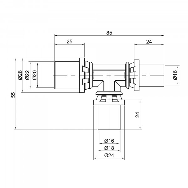 Тройник пресс Icma 16х16х20 №406