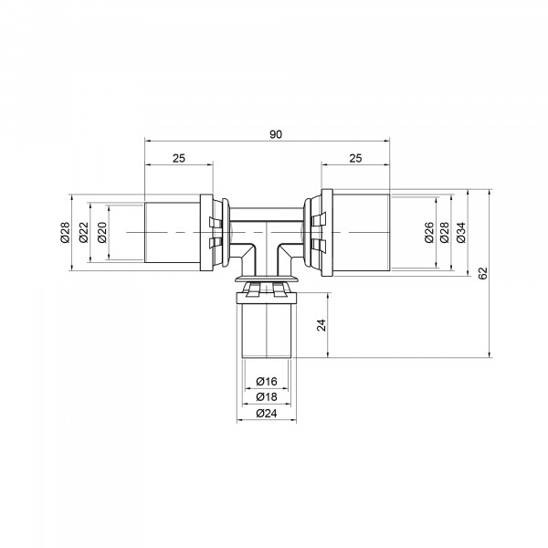 Тройник пресс Icma 20х16х26 №406