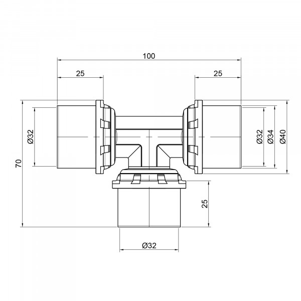 Тройник пресс Icma 32х32х32 №406