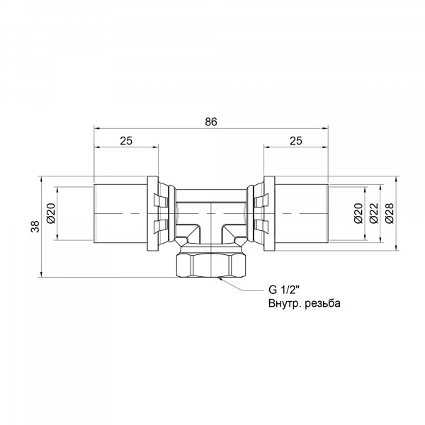 Тройник пресс Icma 20х1/2"х20 ВР №408