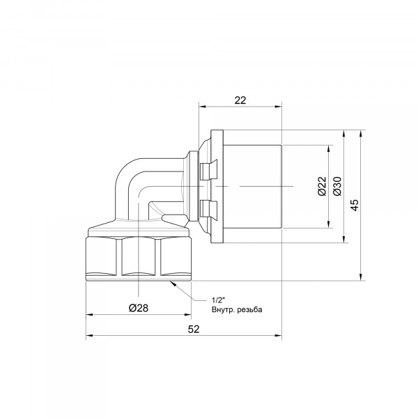 Уголок пресс Icma 20х1/2" ВР №405