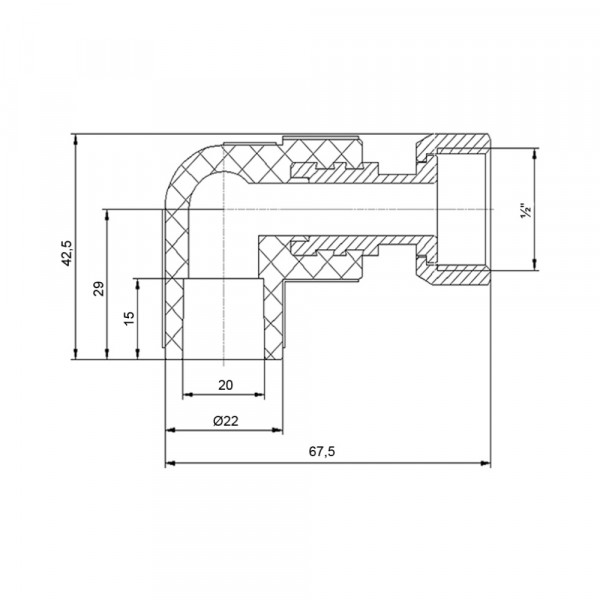 Кутик PPR Blue Ocean з накидною гайкою 20х1/2", 90° ВР