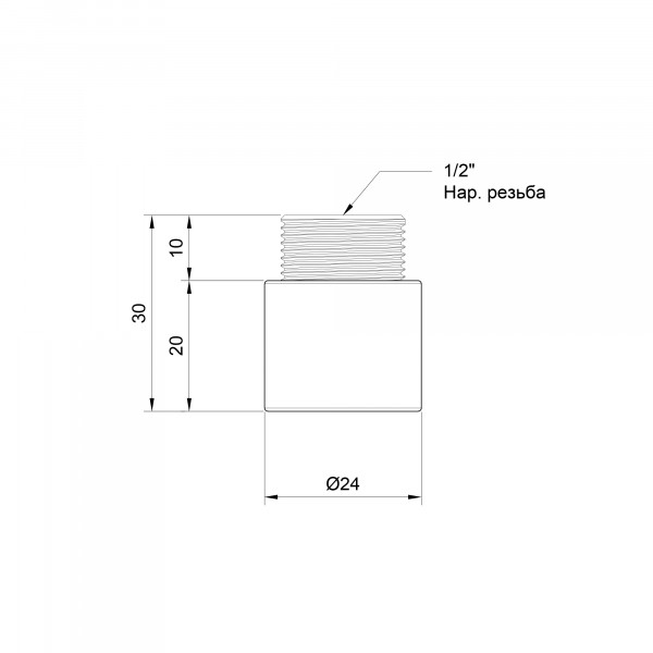 Удлинитель Thermo Alliance Standart 20х1/2" хром SD1301520
